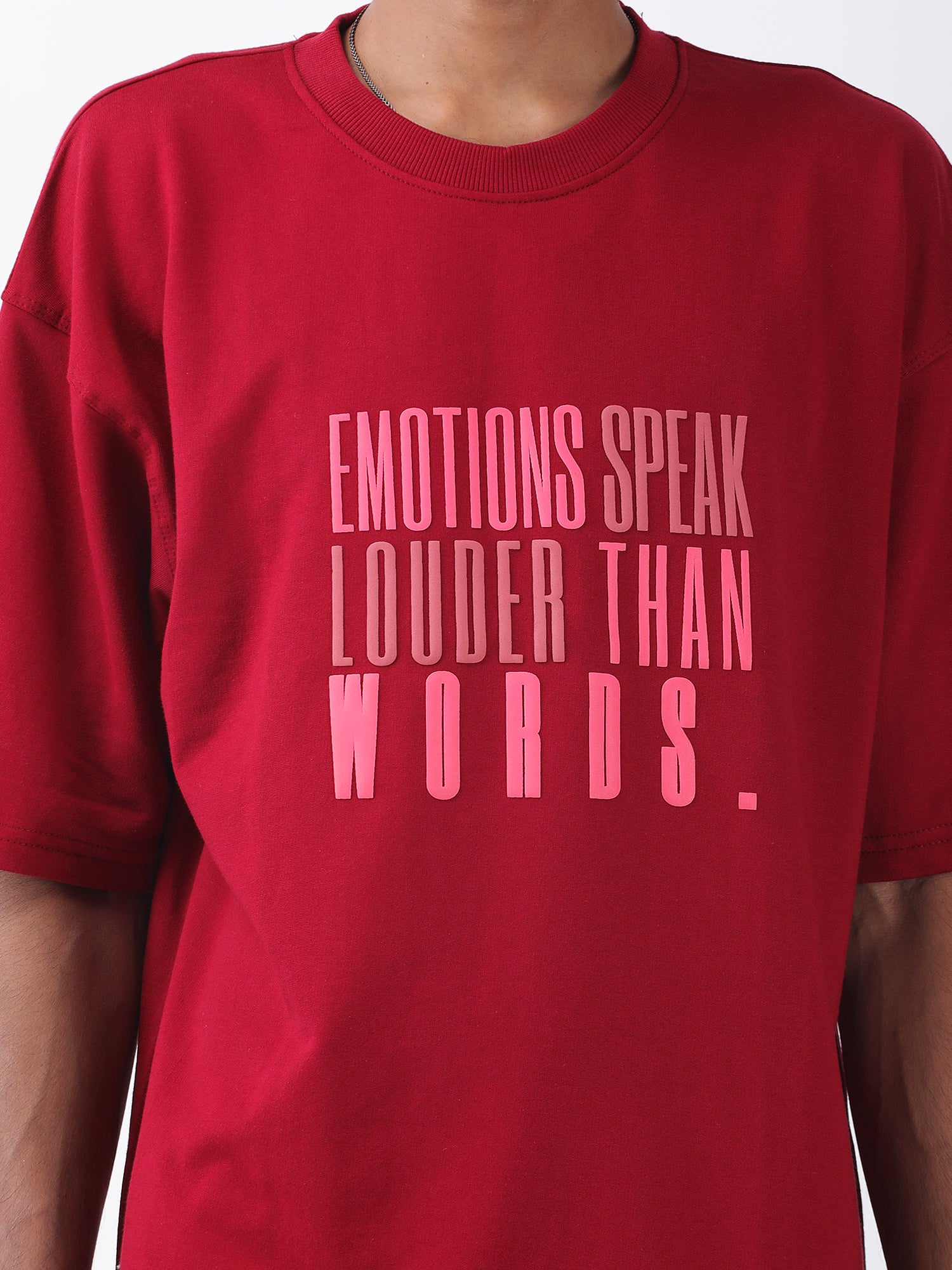 Emotions Speak Louder Than Words Graphic T-Shirt – Red