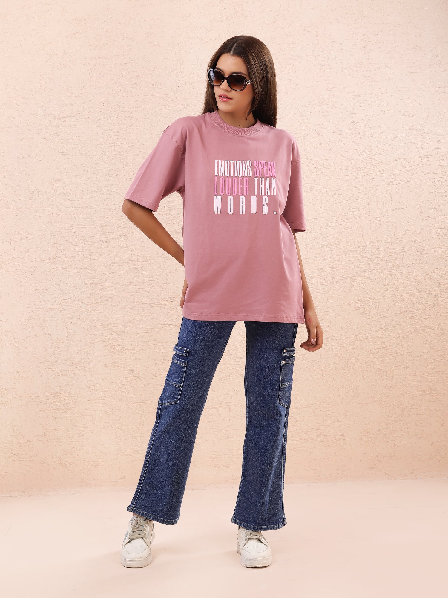 Women’s Emotions Graphic T-Shirt – Blush Pink